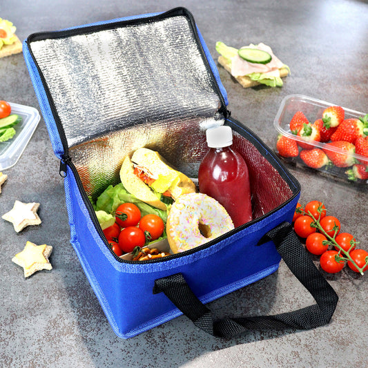 School Lunch Bag for Boys or adults, a Picnic Lunch Box which is Foldable Insulated Food Cooler Bag in a Black and Grey Trim Design
