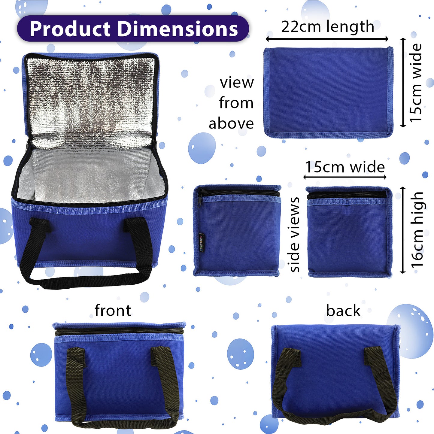 School Lunch Bag for Boys or adults, a Picnic Lunch Box which is Foldable Insulated Food Cooler Bag in a Black and Grey Trim Design