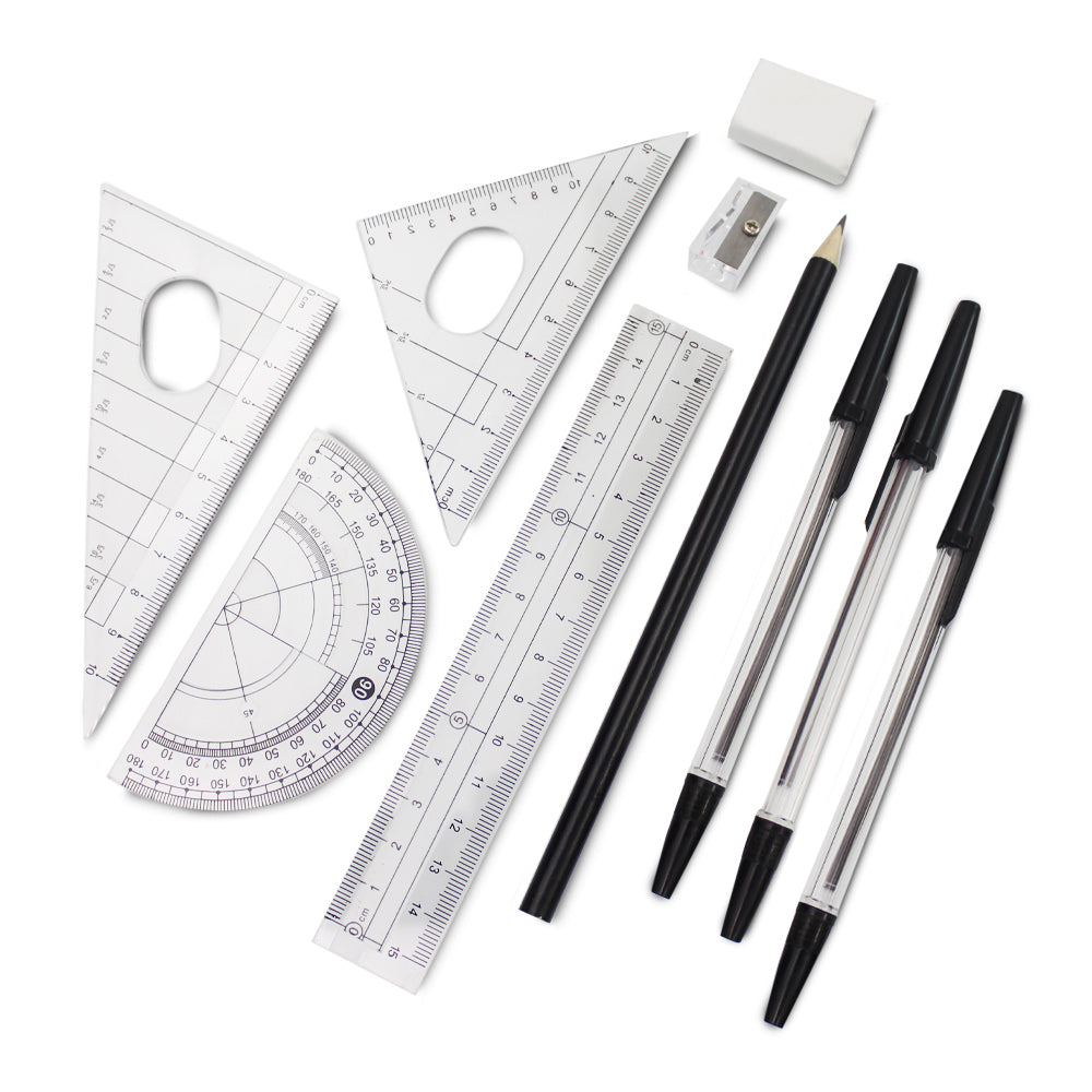 Clear Exam Black Pencil Case & Geometry Set