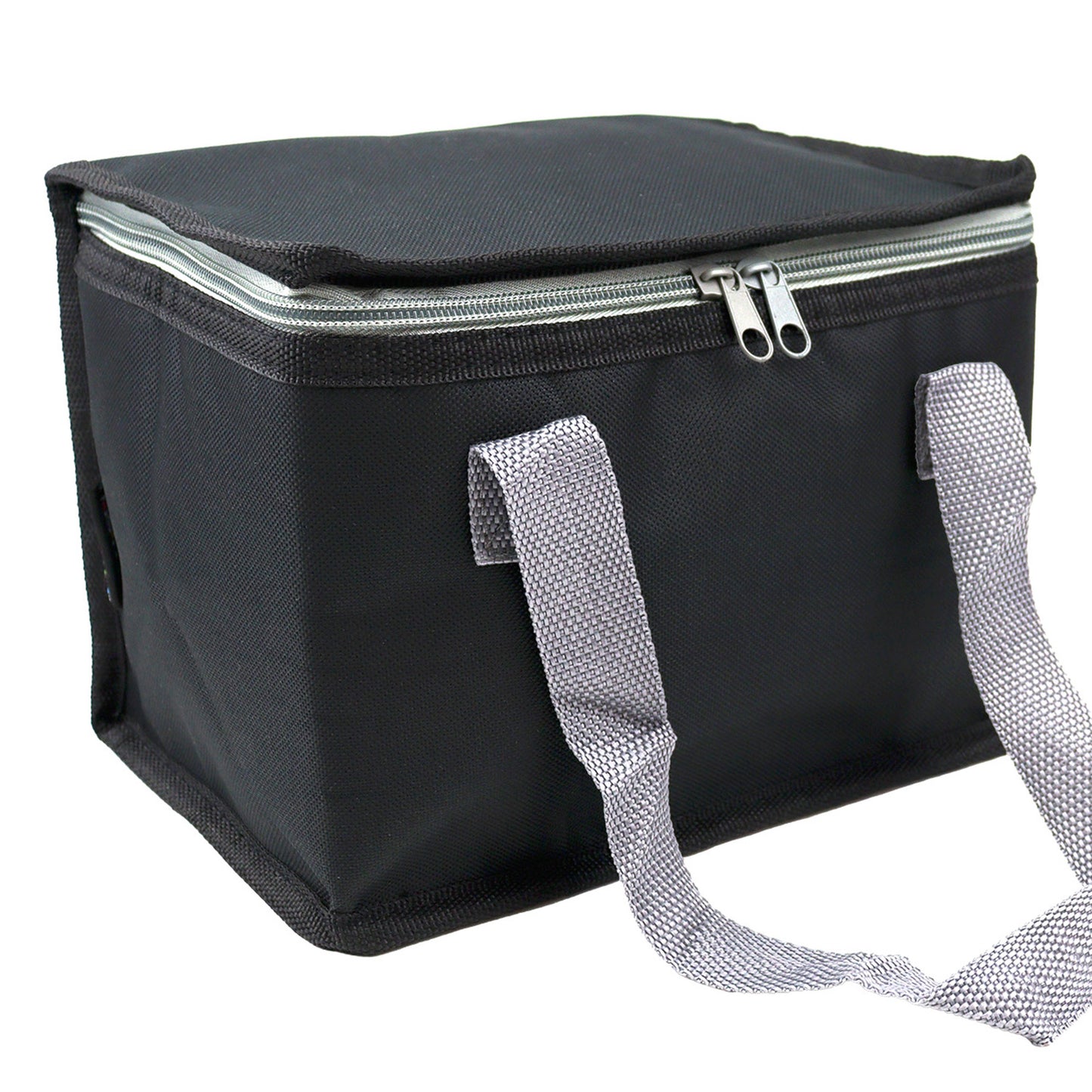 School Lunch Bag for Boys or adults, a Picnic Lunch Box which is Foldable Insulated Food Cooler Bag in a Black and Grey Trim Design