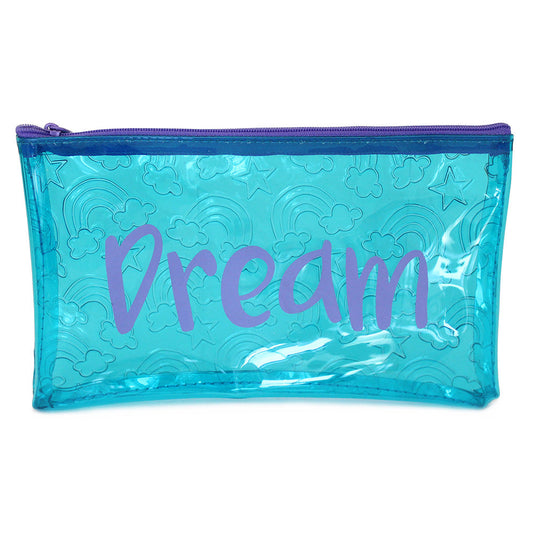 Blue Clear Embossed Dream Pencil Case Teenagers Girls