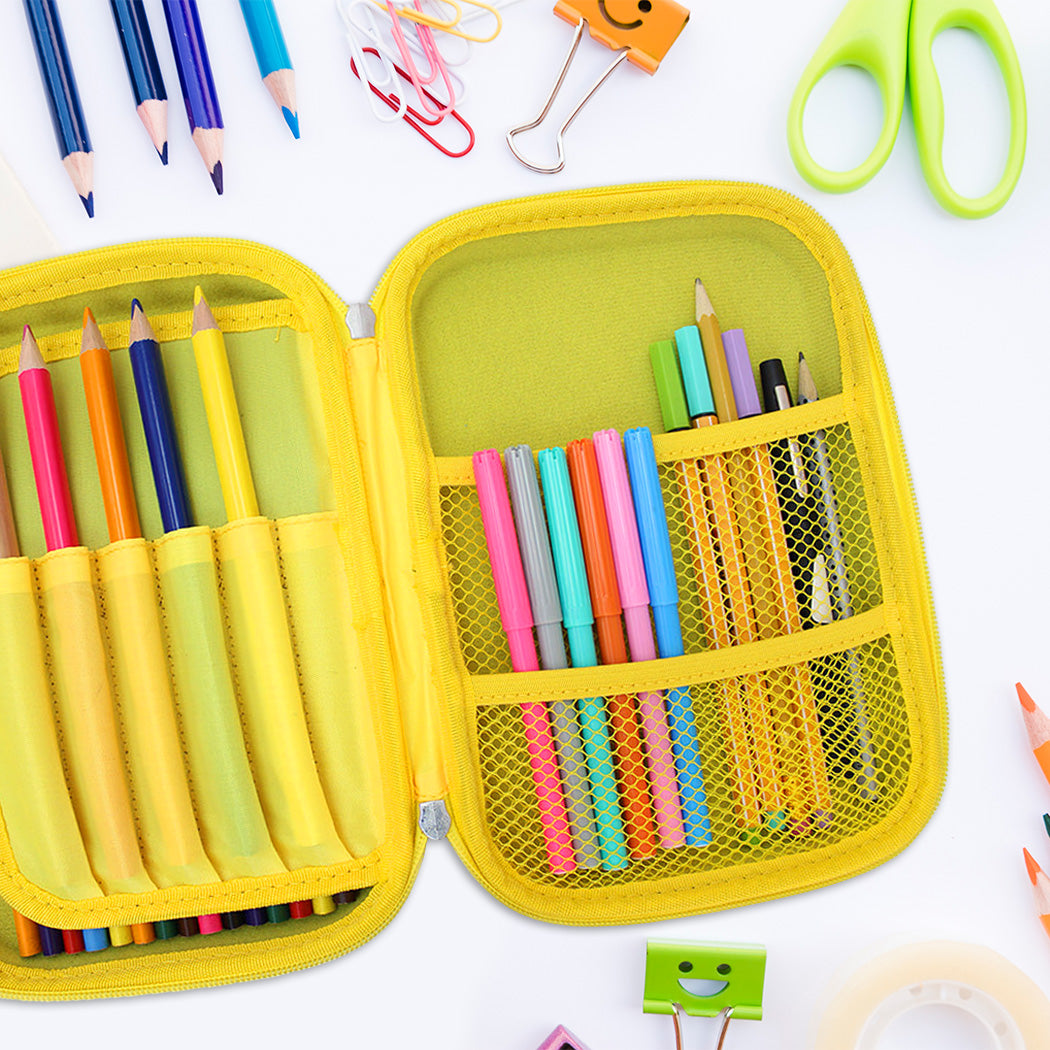 Yellow Hardtop Hardshell Pencil Case Boys Girls Teenagers