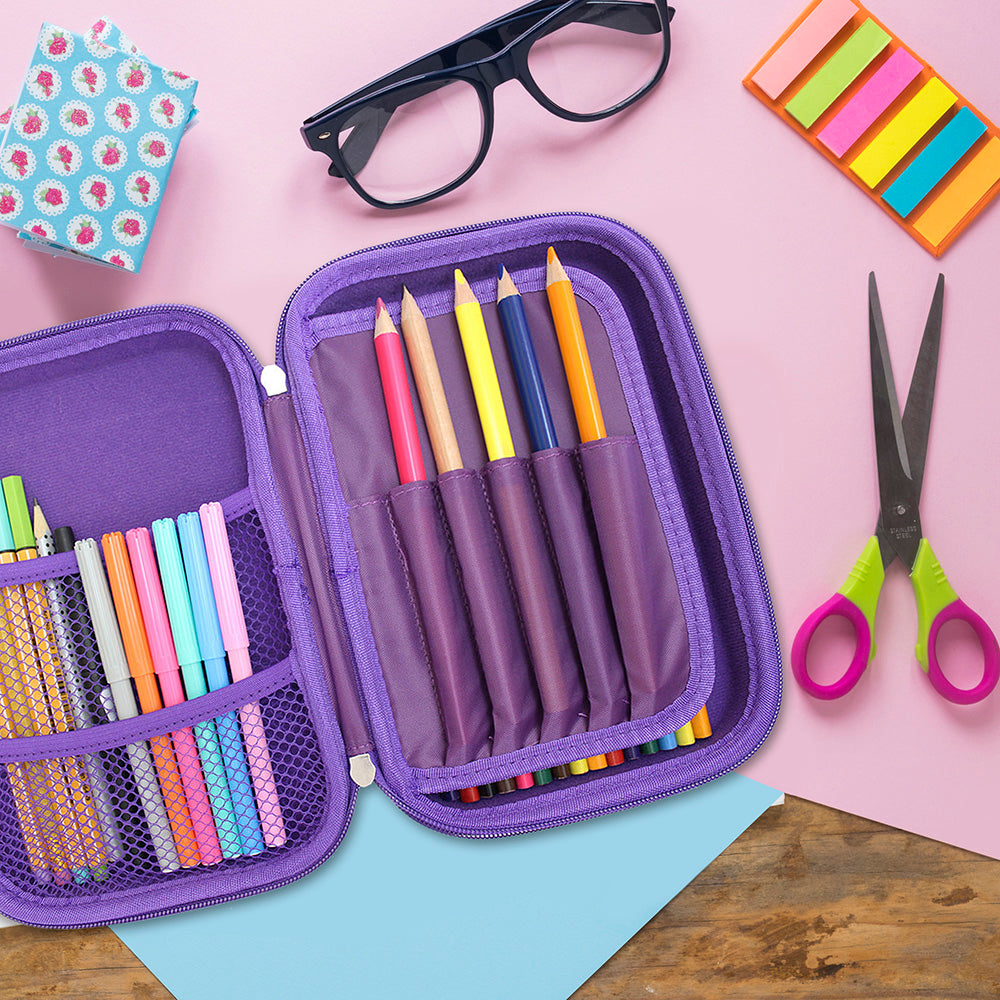 Purple Hardtop Pencil Case Boys Girls Teenagers