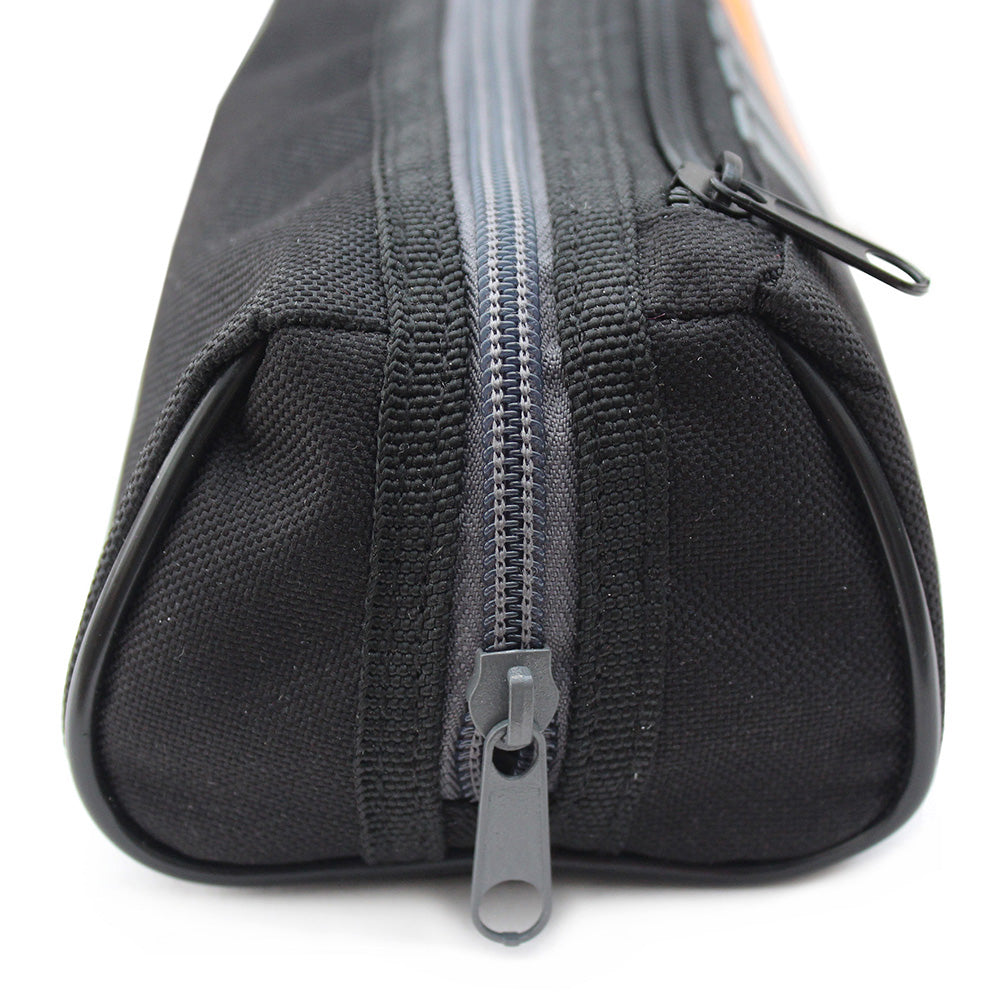 Sporty black pencil case reflective yellow stripes boys girls