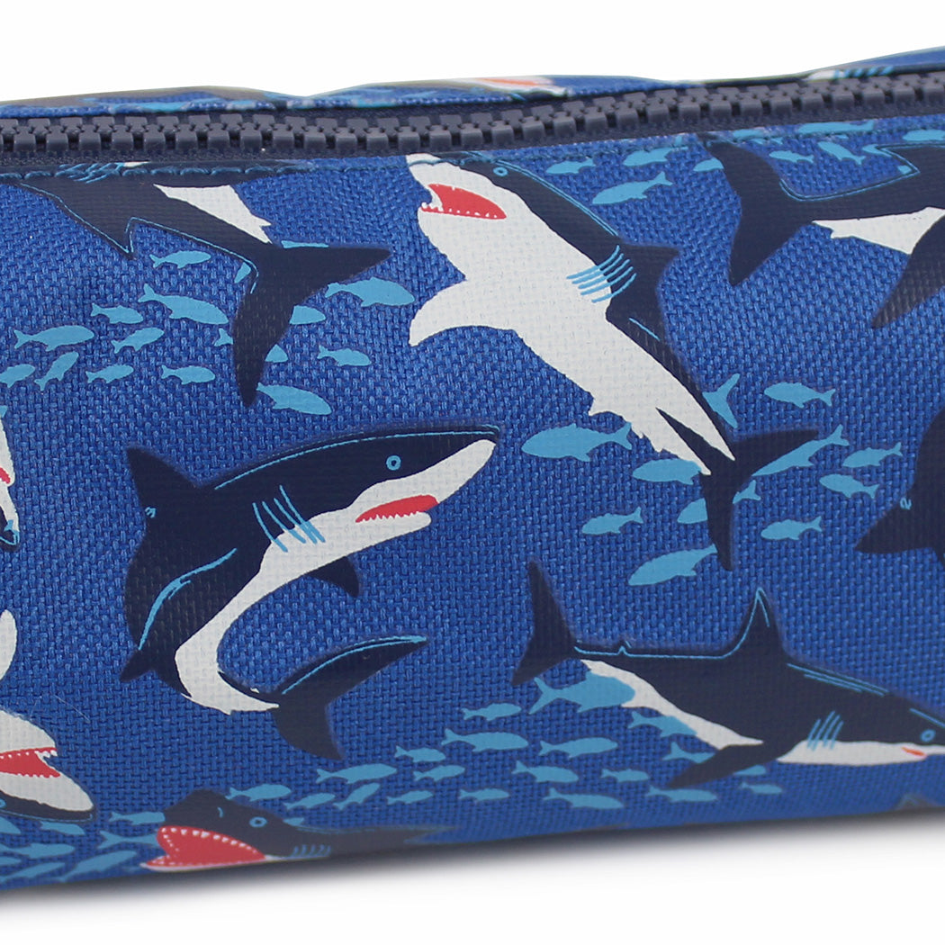 sharks blue pencil case boys girls school stationery