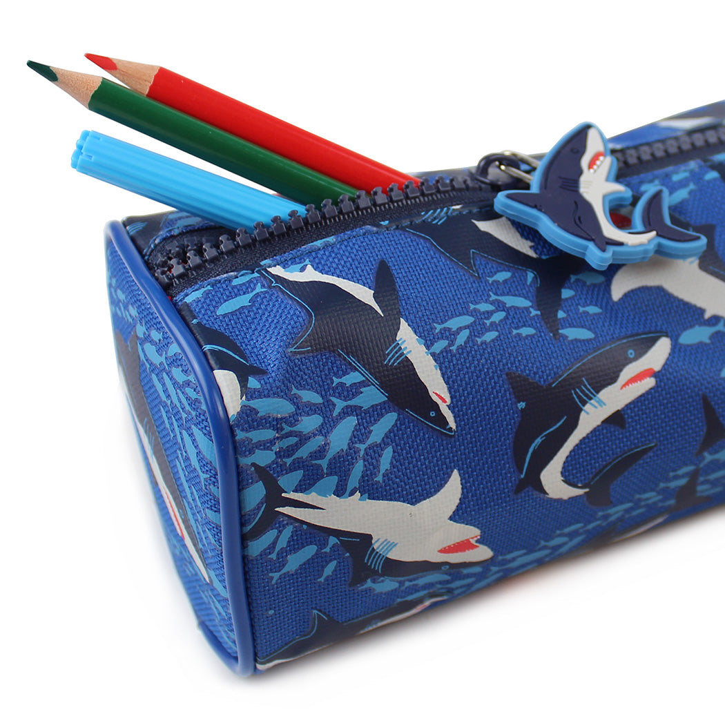 sharks blue pencil case boys girls school stationery