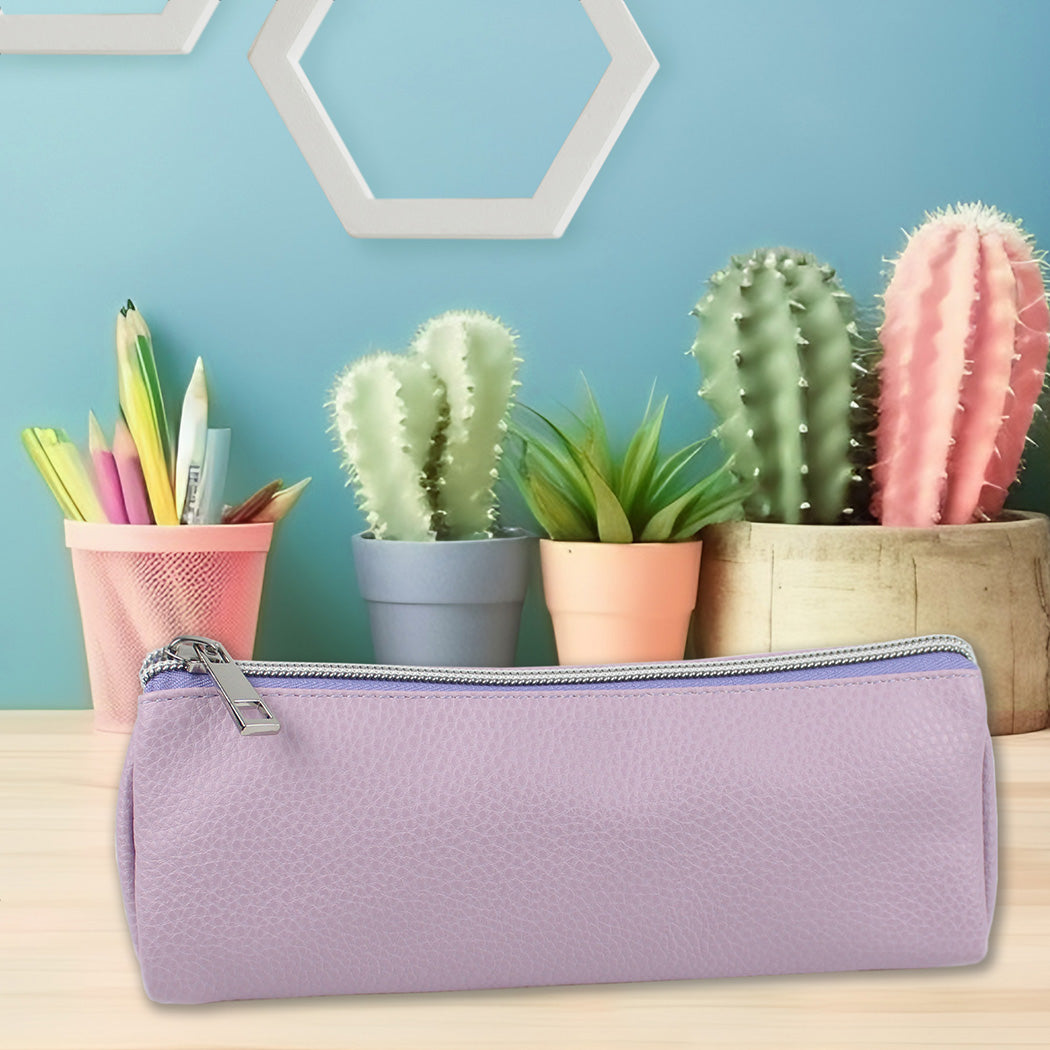 triangular lilac pencil case makeup bag women girls teens