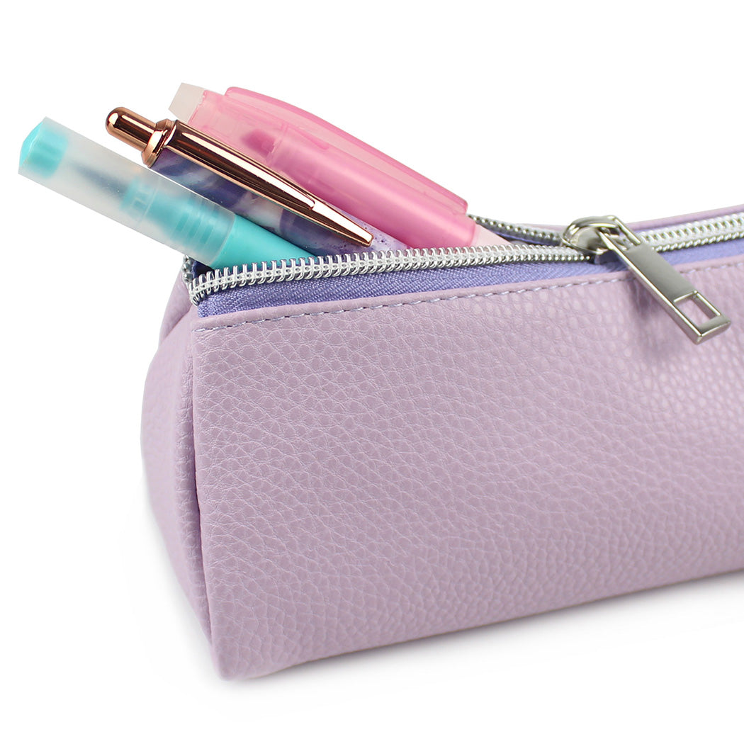 triangular lilac pencil case makeup bag women girls teens