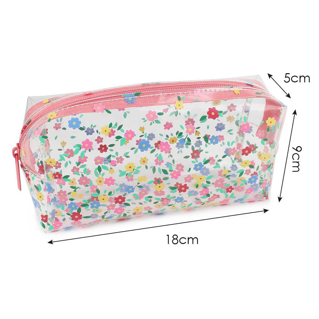 small clear floral pencil case makeup toiletry bag