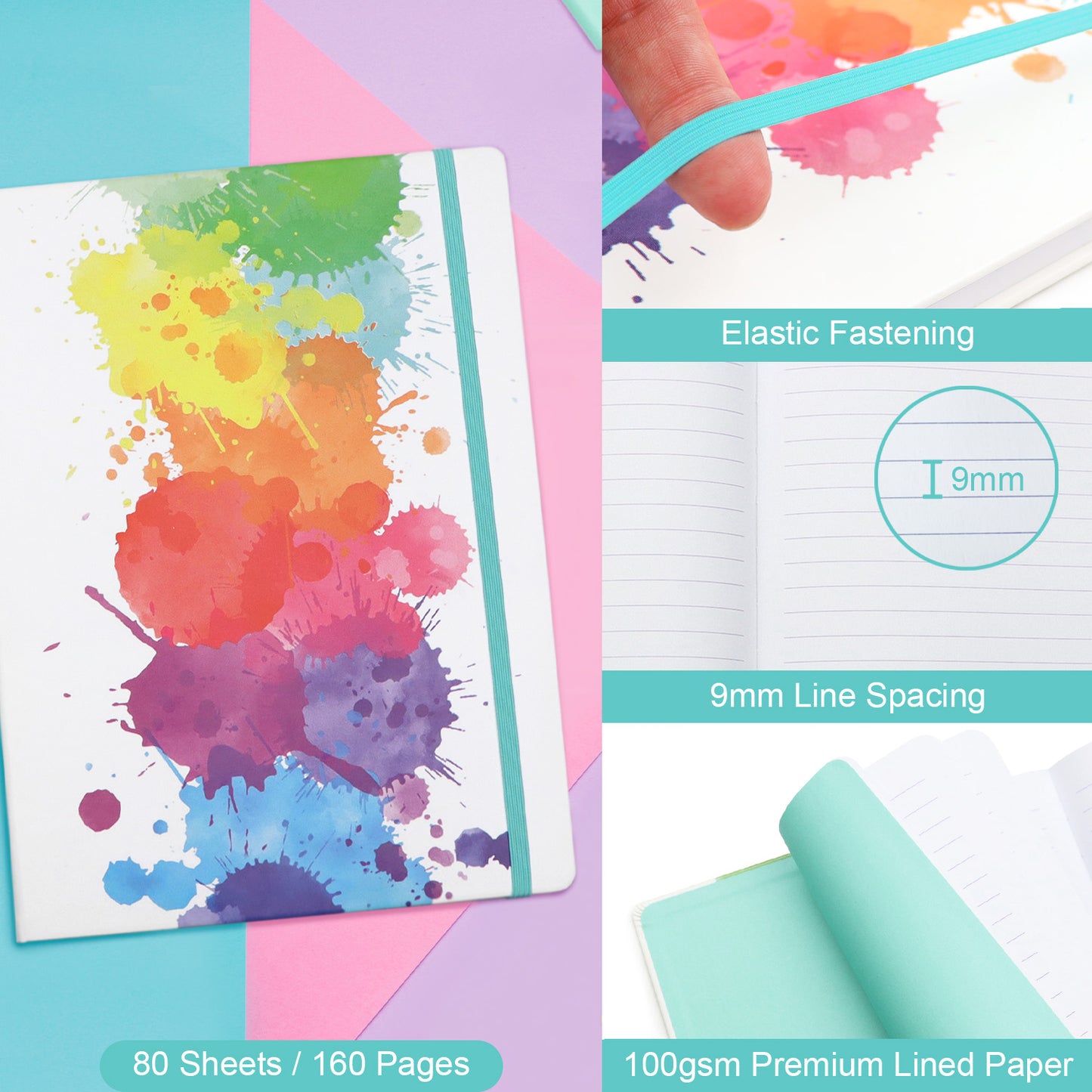 elastic closure notepad 100gsm paper lined pad for stationery sets for school