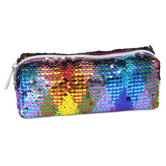 Multicolour flip sequins pencil case make up pouch