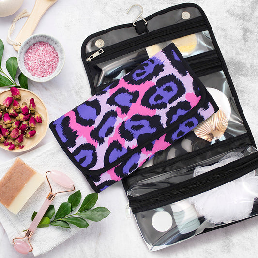 hanging toiletry makeup bag wild leopard women girls