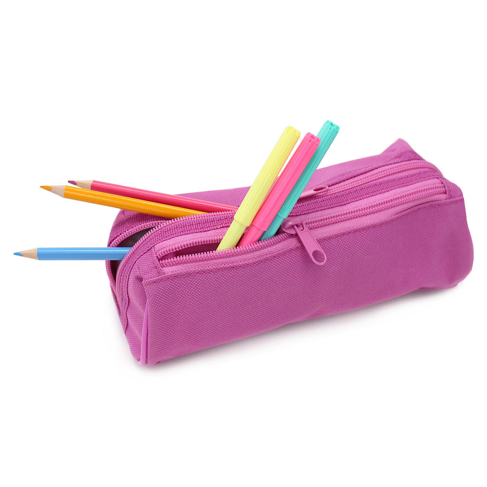 Pink Pencil Case 2 Pink Zipped compartments Boys Girls