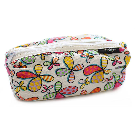 White Canvas Butterfly Small Pencil Case Girls Women