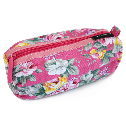Pink Canvas Floral Small Pencil Case Women Girls