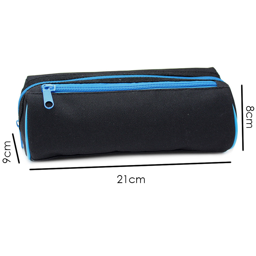 Black Pencil Case 2 Blue Zips Boys Girls