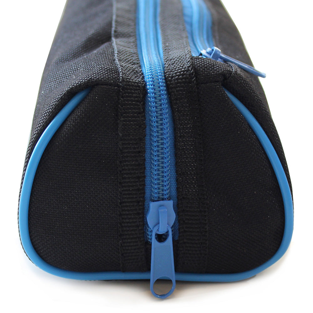 Black Pencil Case 2 Blue Zips Boys Girls