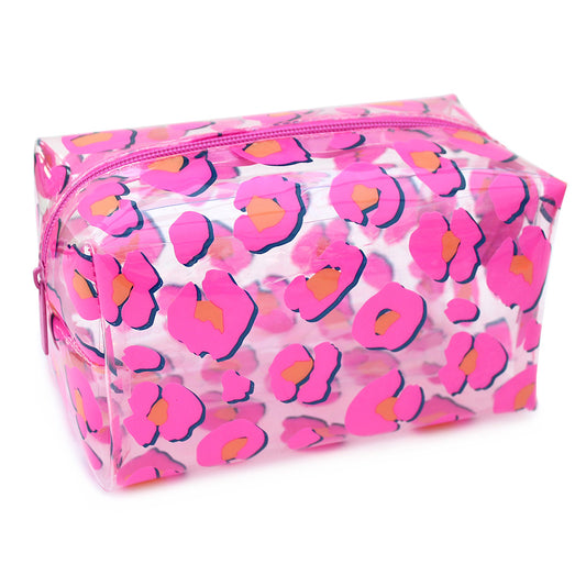 Pink Leopard Clear Pencil Case Makeup Bag Women