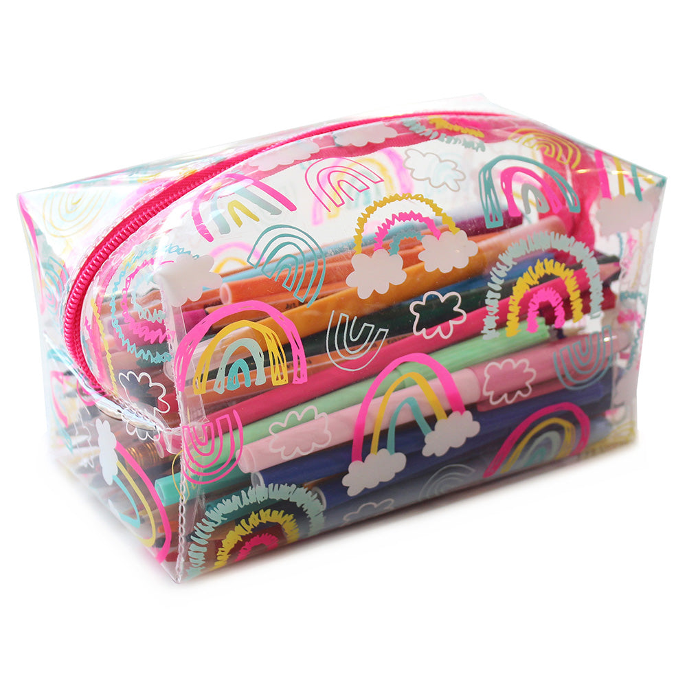 Clear Rainbow Pencil Case Makeup Bag Women Girls