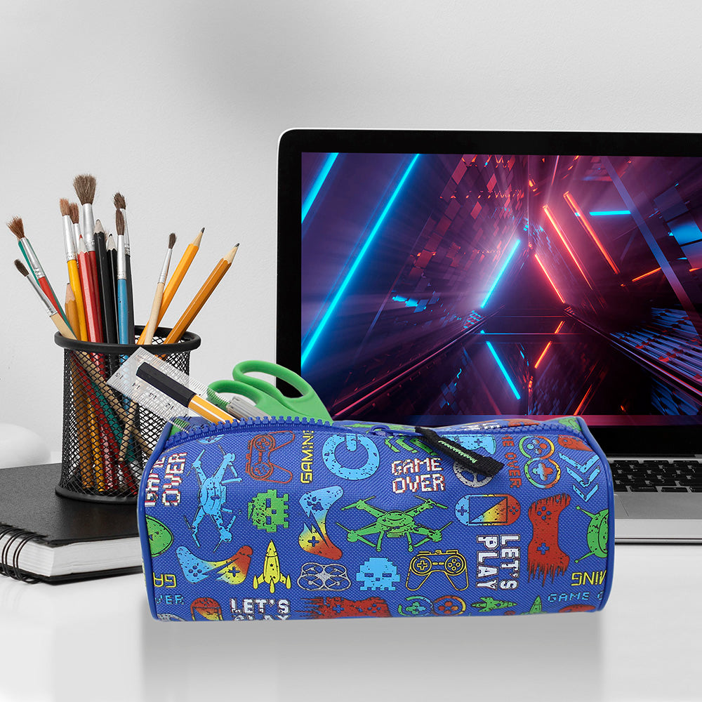 Game Over Blue Pencil Case Boys Girls Teenagers