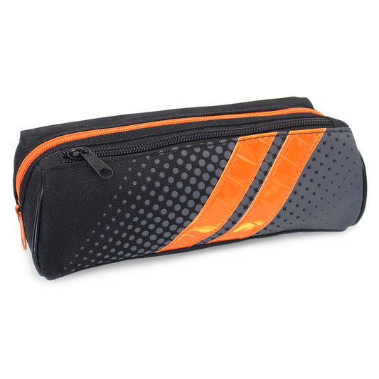 black pencil case reflective orange stripes boys teenagers