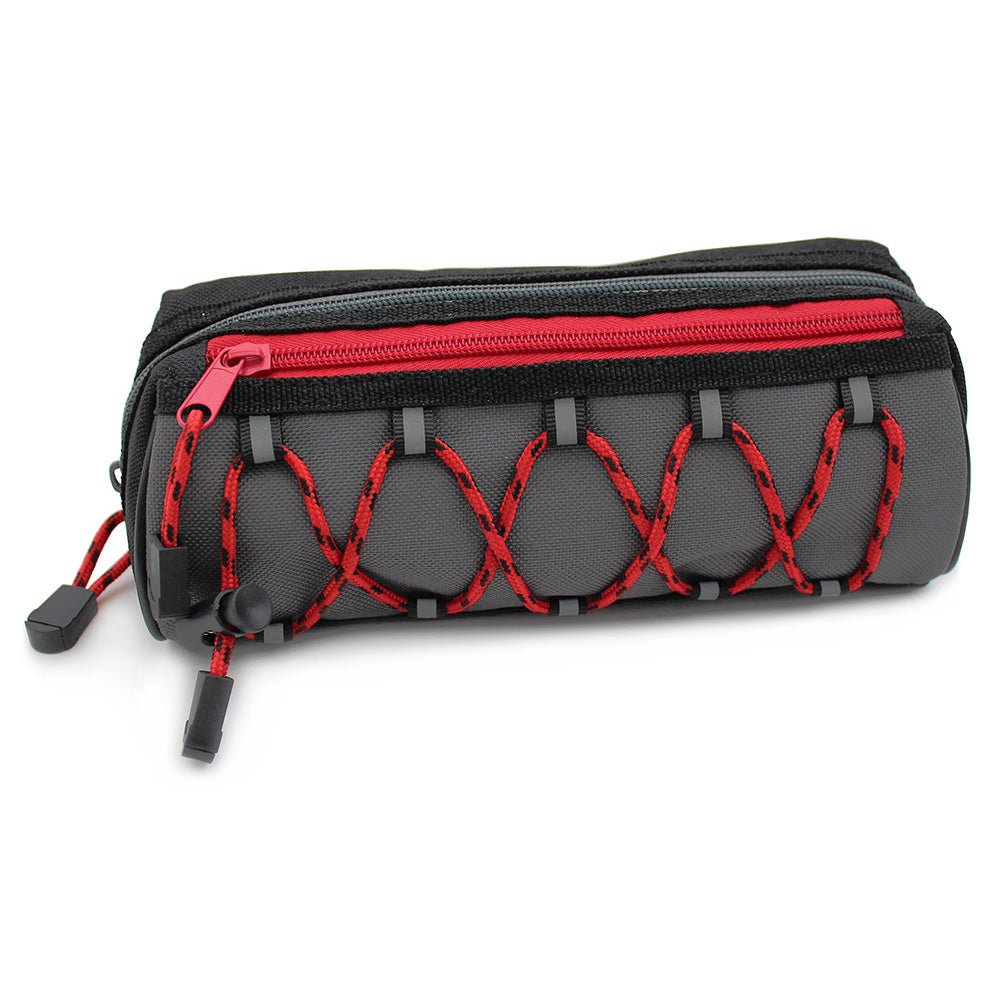 grey black pencil case red zips bungee boys girls teenagers