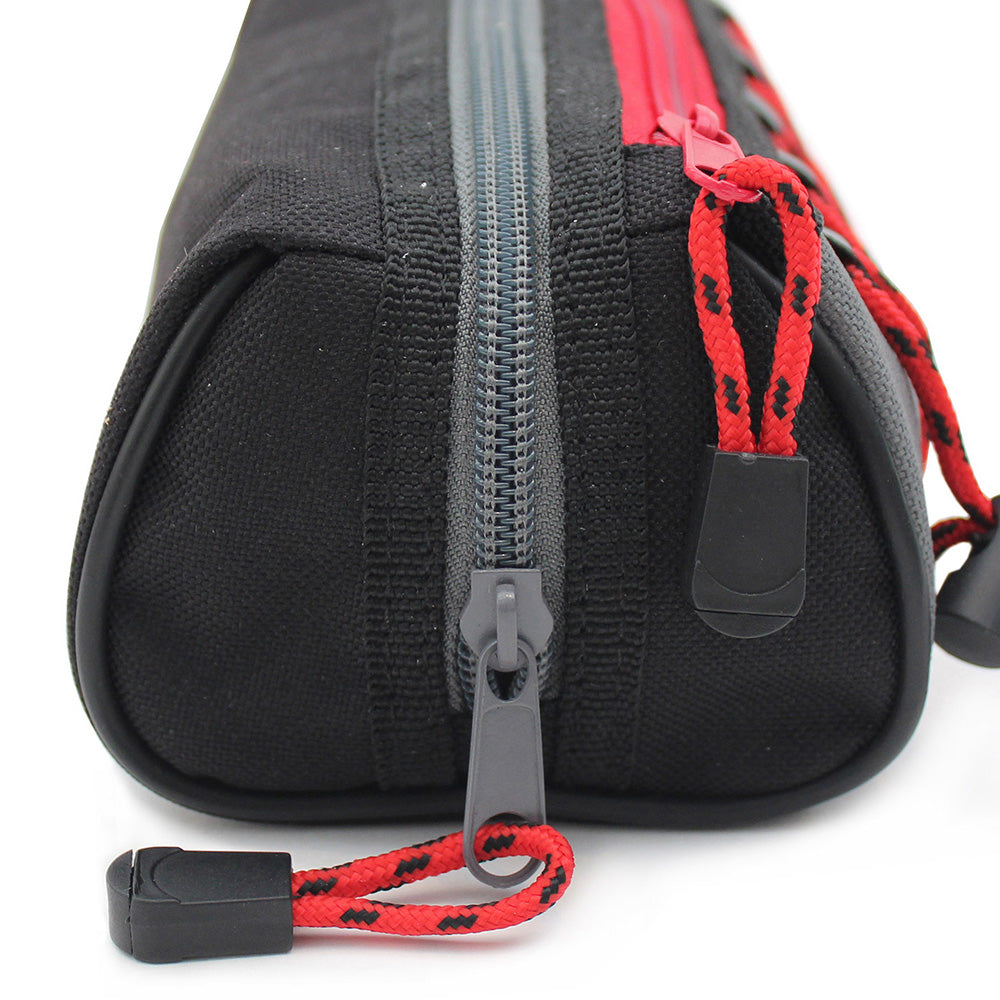 grey black pencil case red zips bungee boys girls teenagers