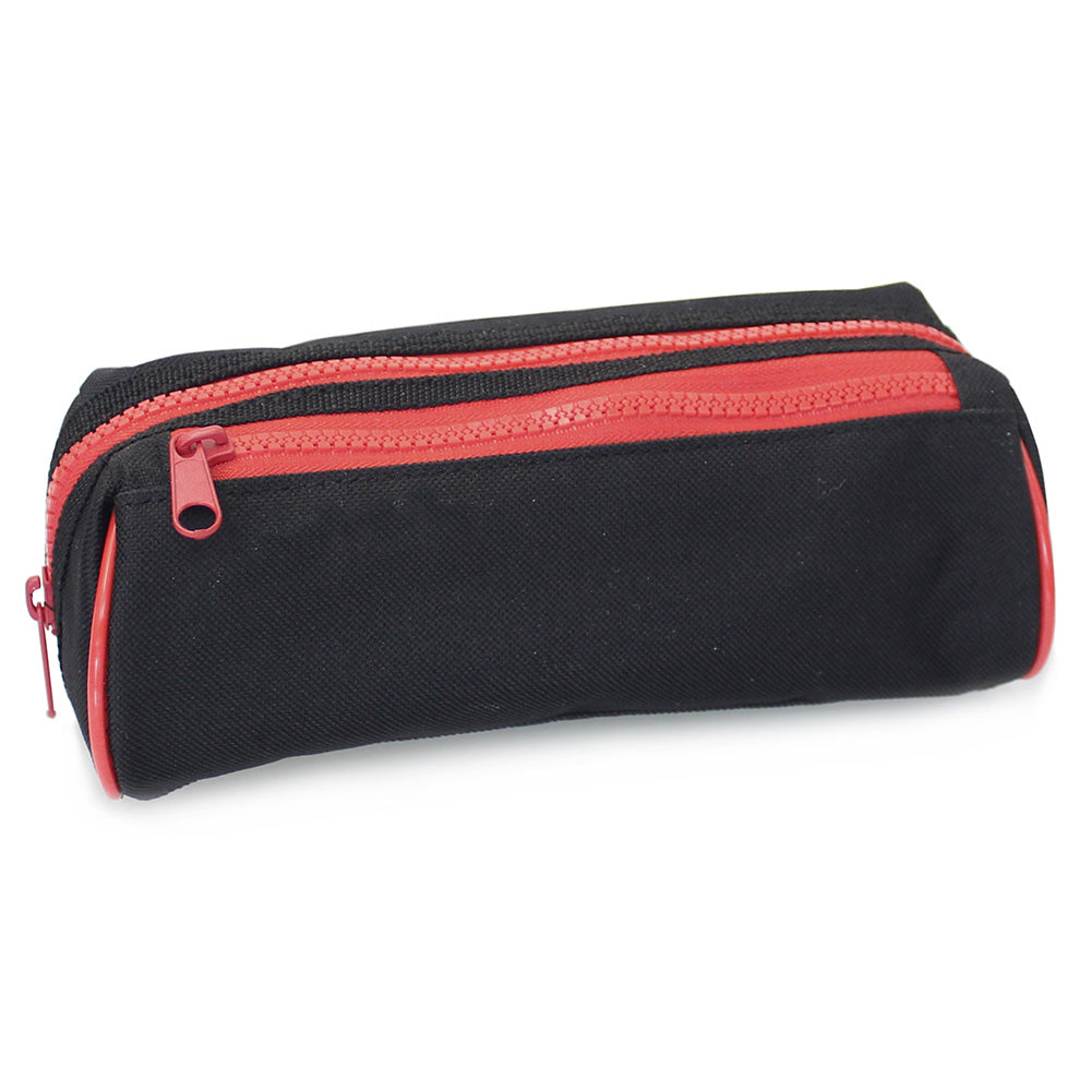 Black Pencil Case 2 Red Zips Boys Girls
