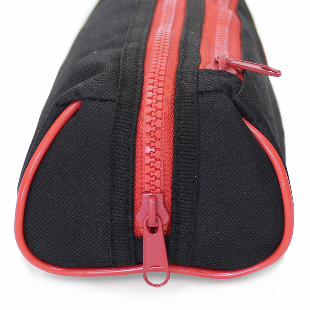 Black Pencil Case 2 Red Zips Boys Girls