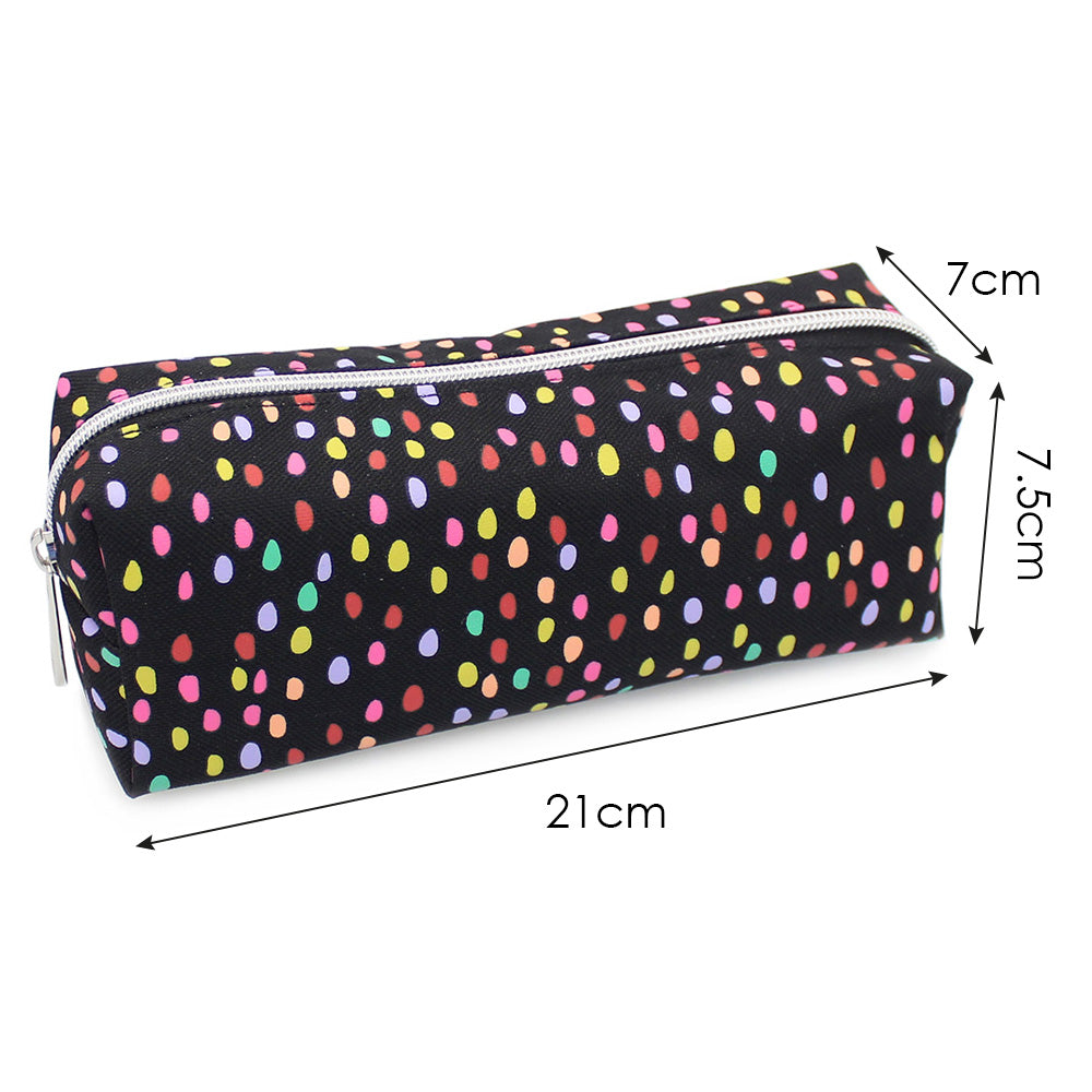 rainbow spots black pencil case girls women makeup bag