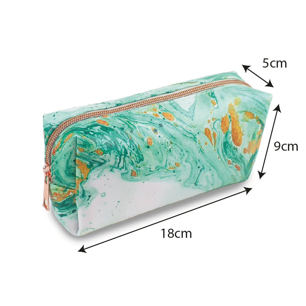 green marble pencil case cosmetic pouch makeup bag