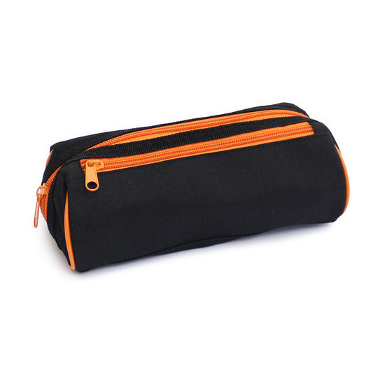 Black Pencil Case 2 Orange Zips Boys Girls