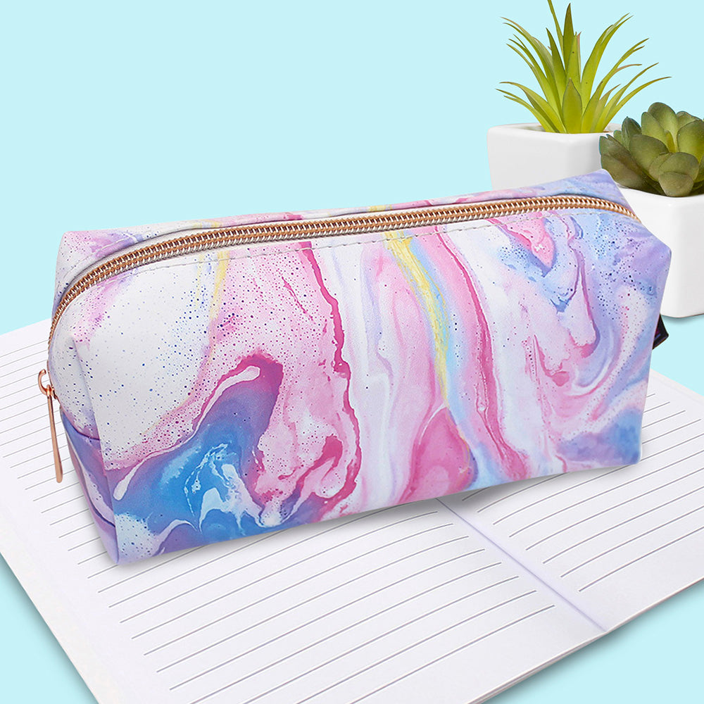 pink marble pencil case cosmetic pouch makeup bag