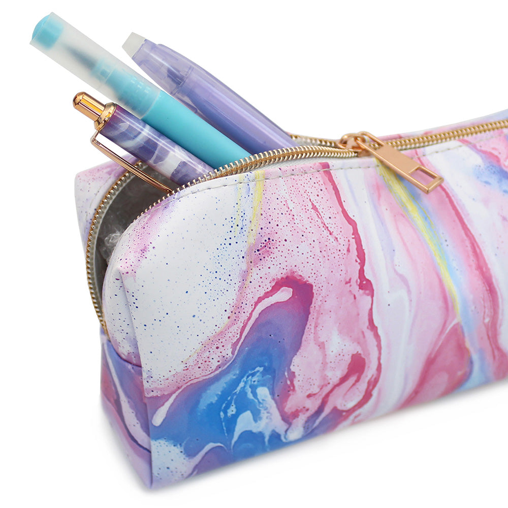pink marble pencil case cosmetic pouch makeup bag