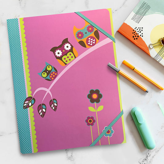 3 Pack a4 Owl Document Wallets School Office Home