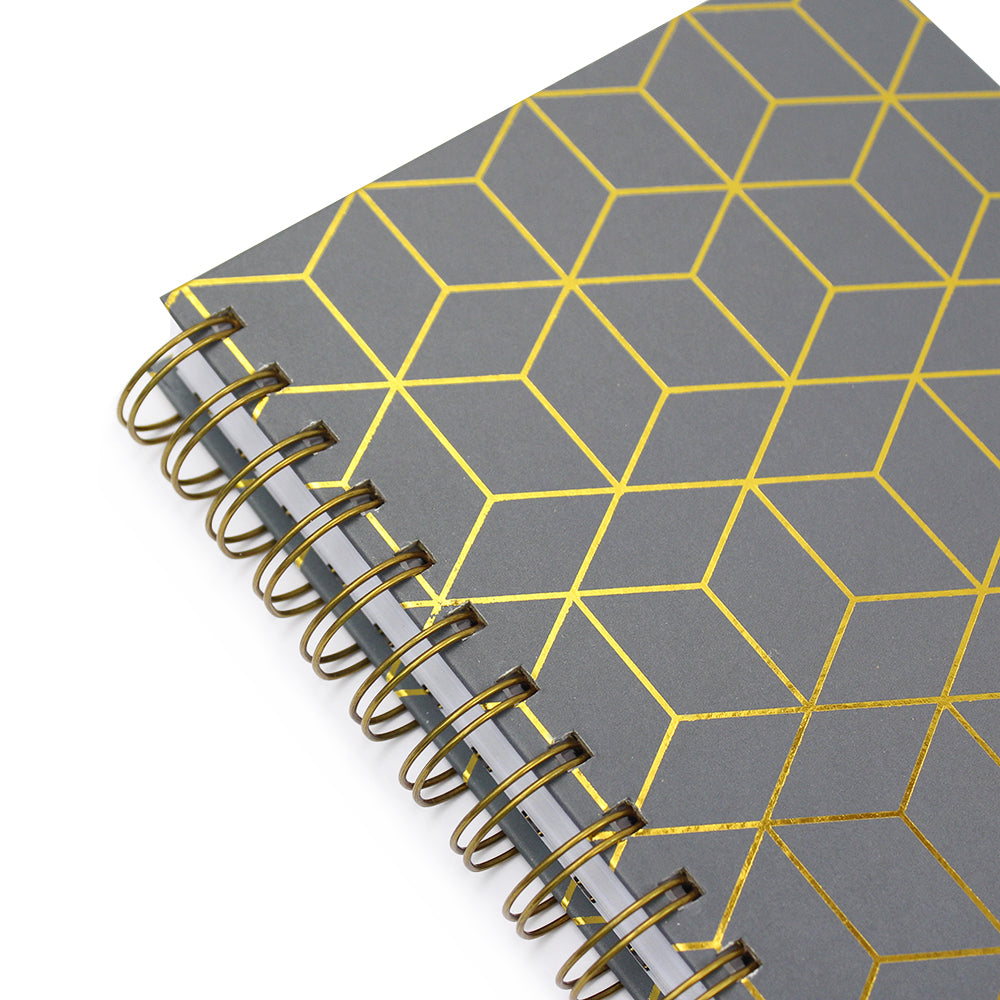 Grey Geometric A5 Lined Hardback Notebook Women Girls