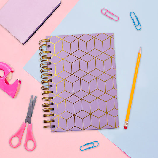 Lilac Geometric A5 Lined Hardback Notebook Women Girls