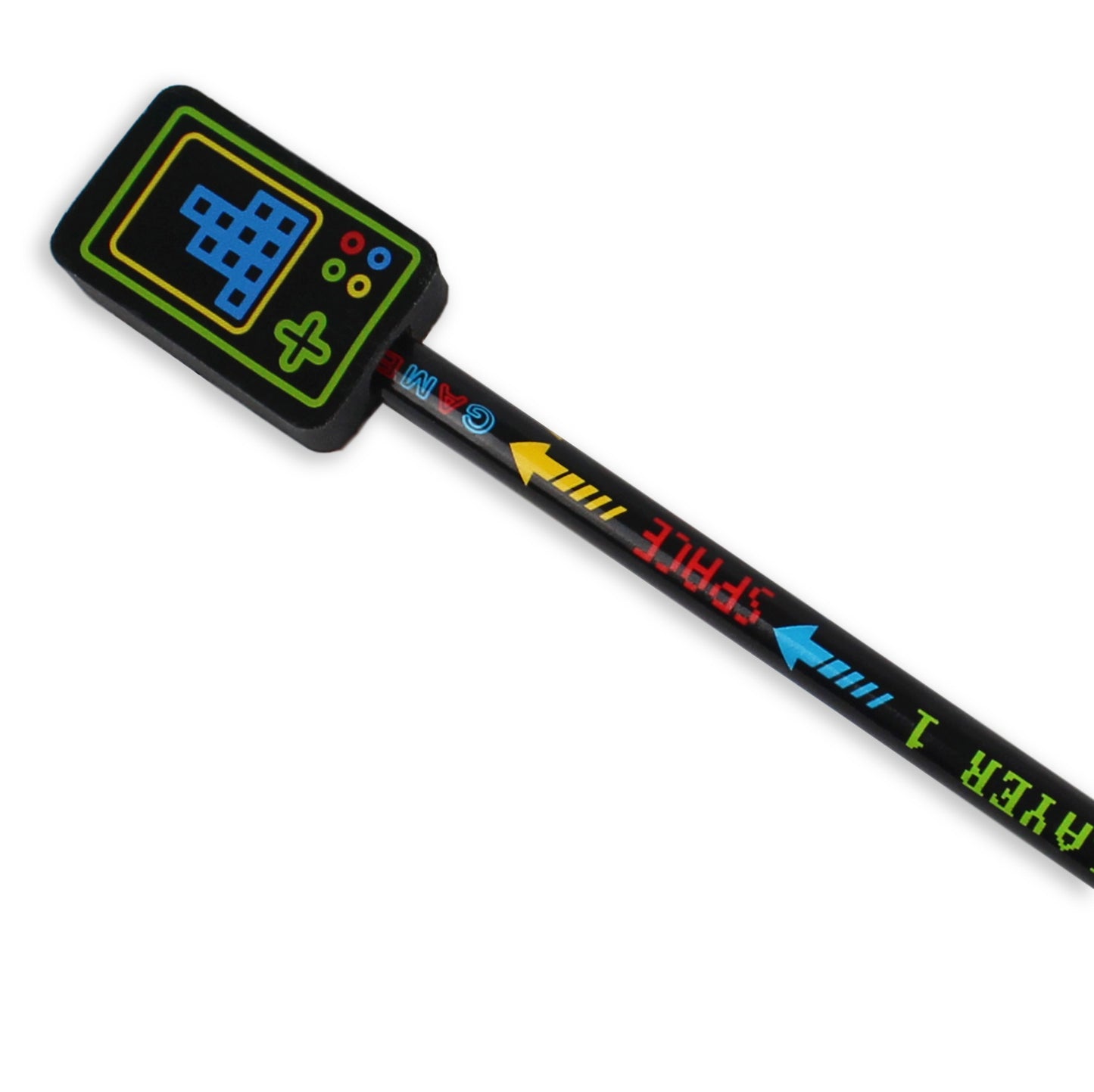 black gamer pencil case with stationery set