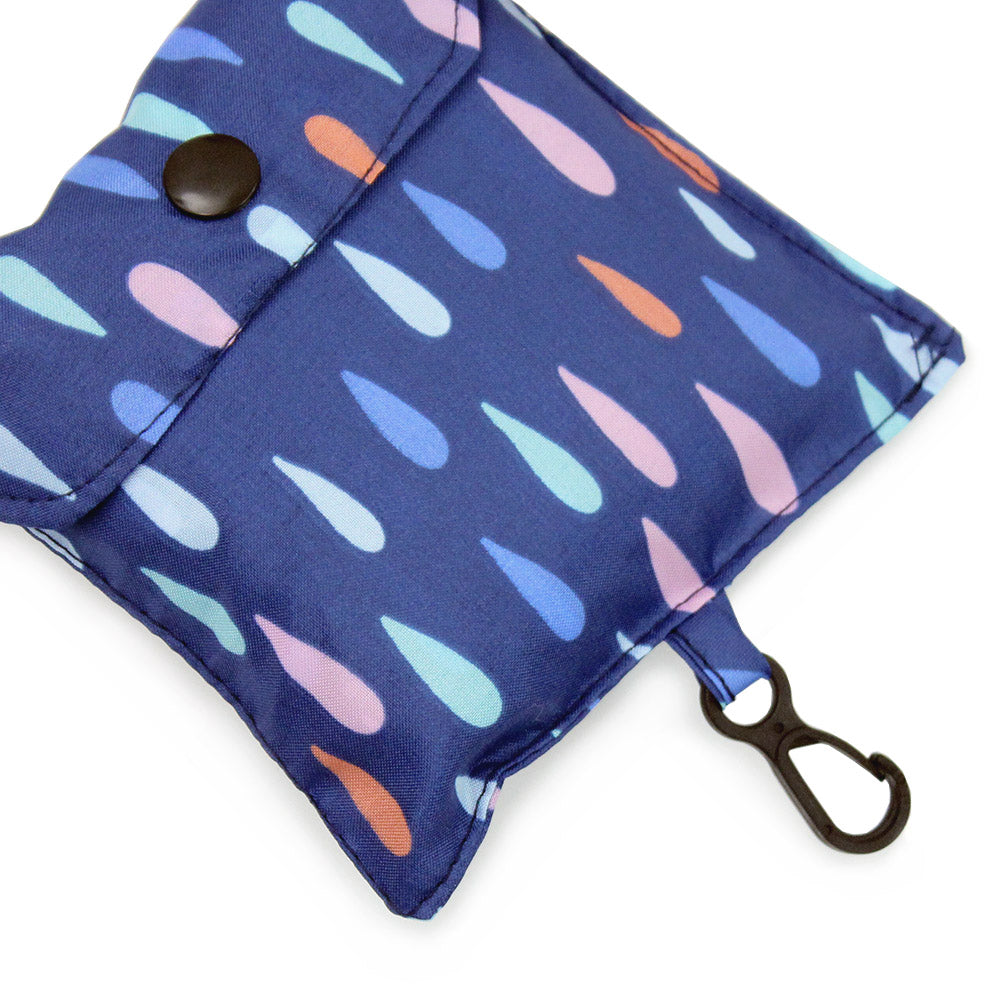 Raindrops Foldable Tote Shopping Bag & Matching Umbrella
