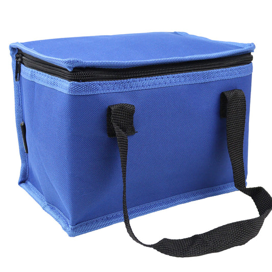 School Lunch Bag for Boys or adults, a Picnic Lunch Box which is Foldable Insulated Food Cooler Bag in a Blues and Black Trim Design