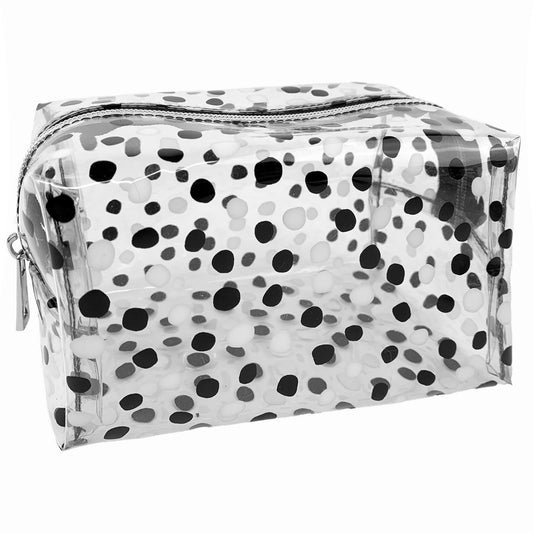 Large Clear Pencil case with black 7 White spots, hold all school supplies for kids or girls 