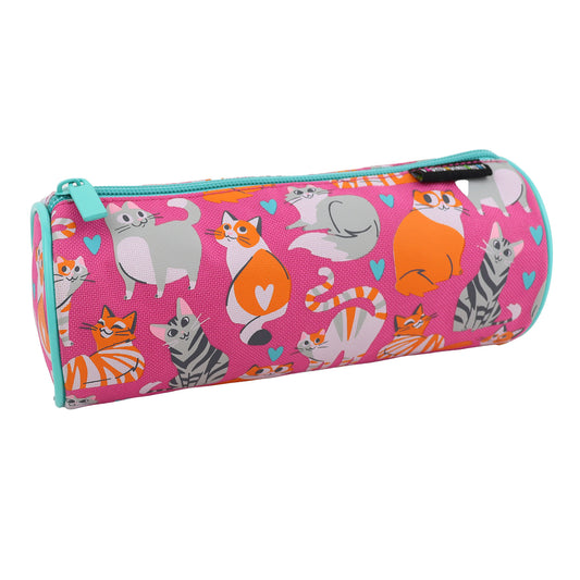 cats girls pencil case in pink one compartment stationery case for school