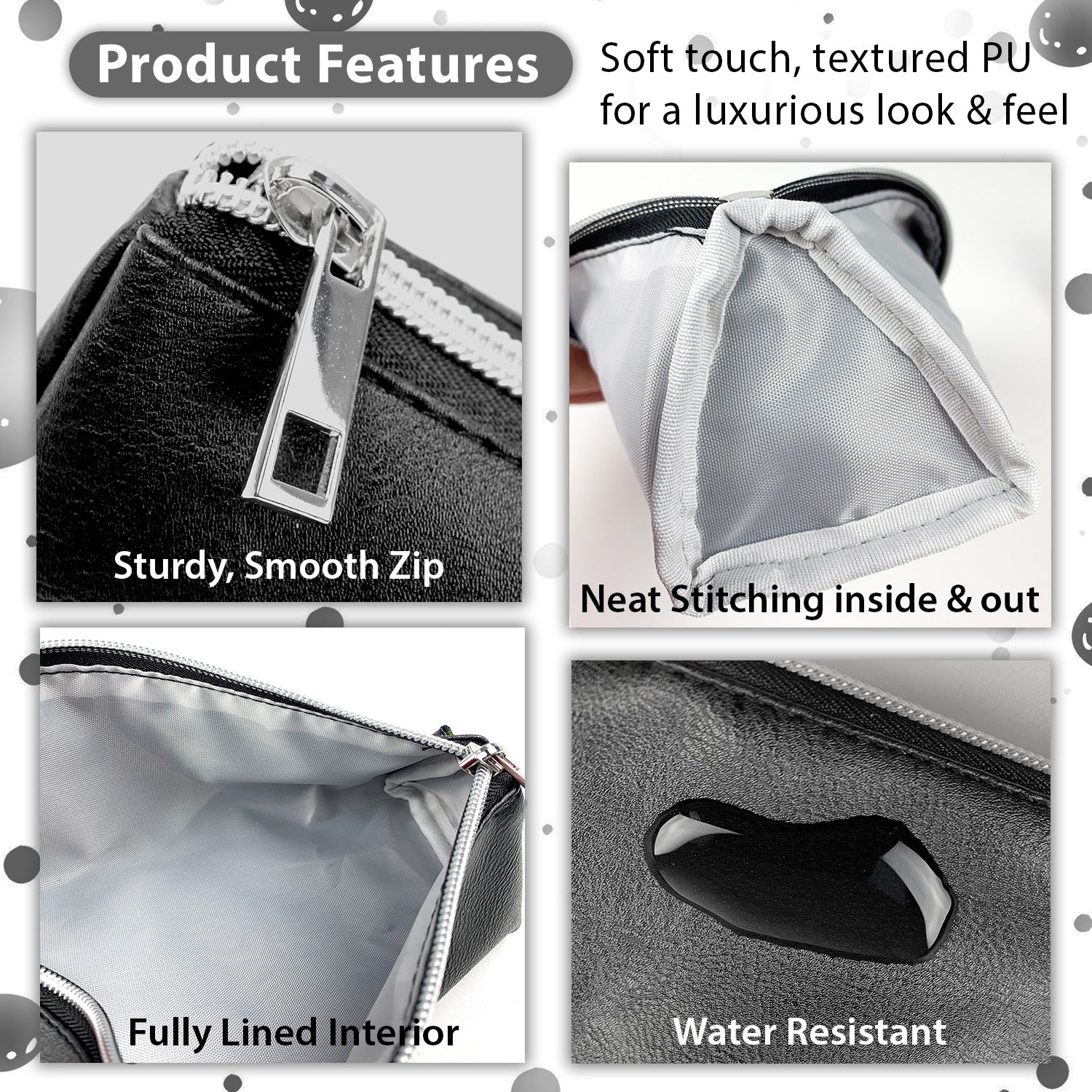stationery case for school supplies in black thin small lined pencil cases
