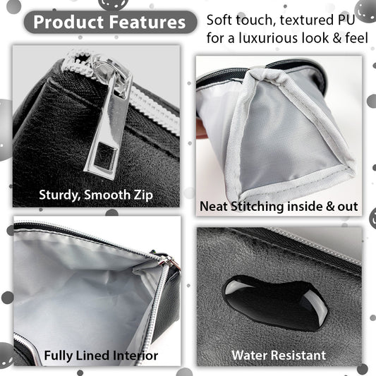 stationery case for school supplies in black thin small lined pencil cases