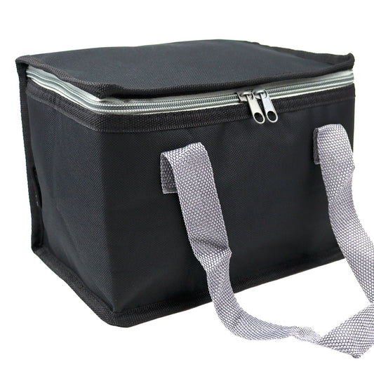 School Lunch Bag for Boys or adults, a Picnic Lunch Box which is Foldable Insulated Food Cooler Bag in a Black and Grey Trim Design