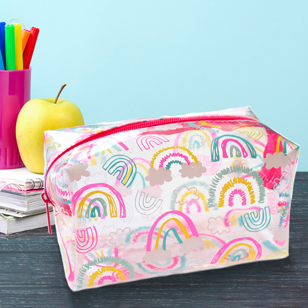 Clear Rainbow Pencil Case see-through Makeup Bag Women Girls