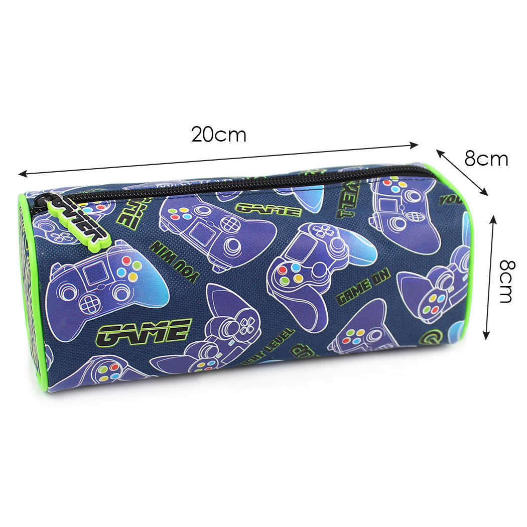 blue green gamer pencil case boys girls school stationery