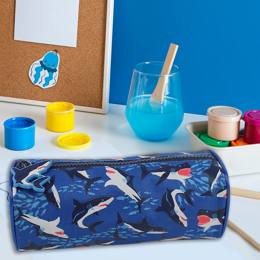 sharks blue pencil case boys girls school stationery