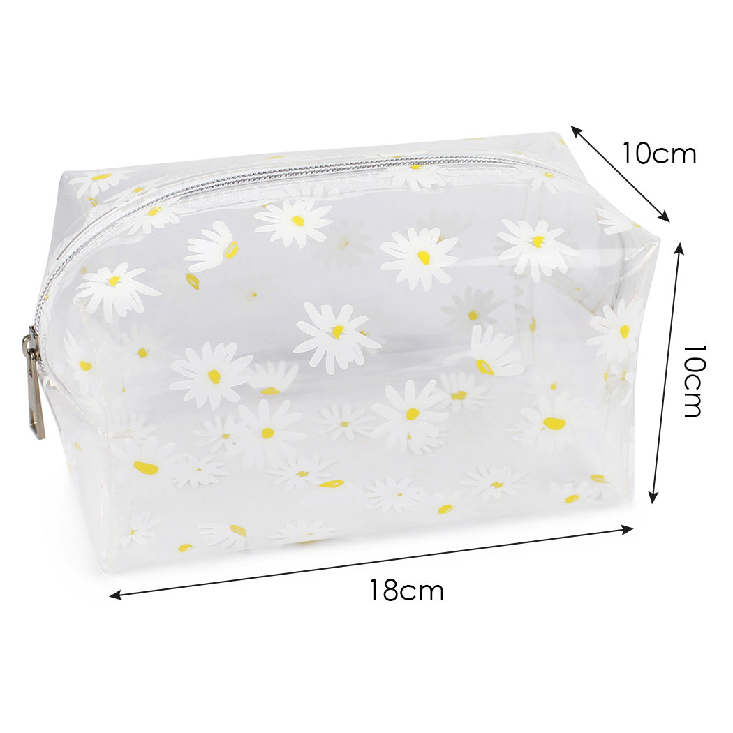large clear daisy pencil case makeup toiletry bag