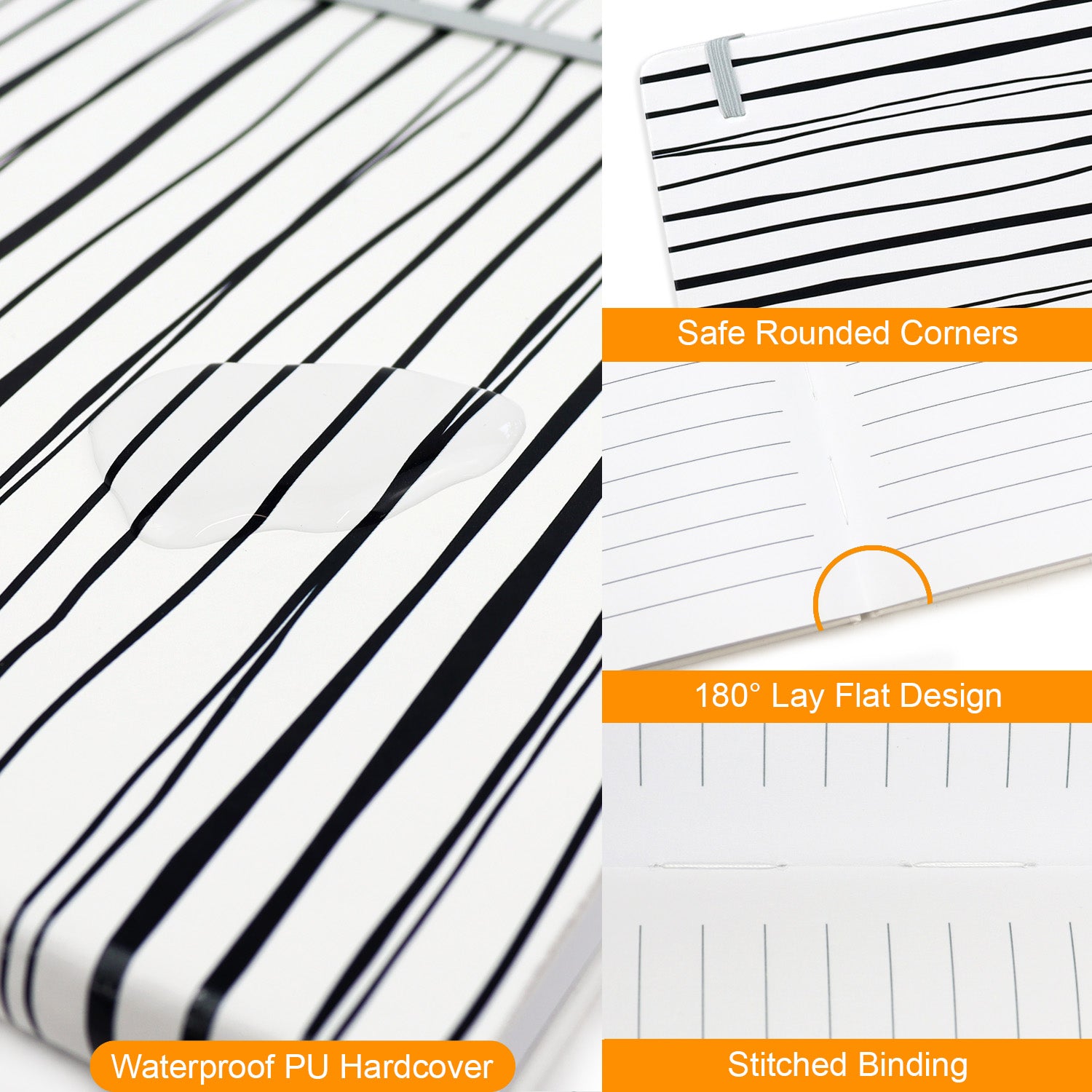 stitched binding elastic fastening journal notebook for travelling